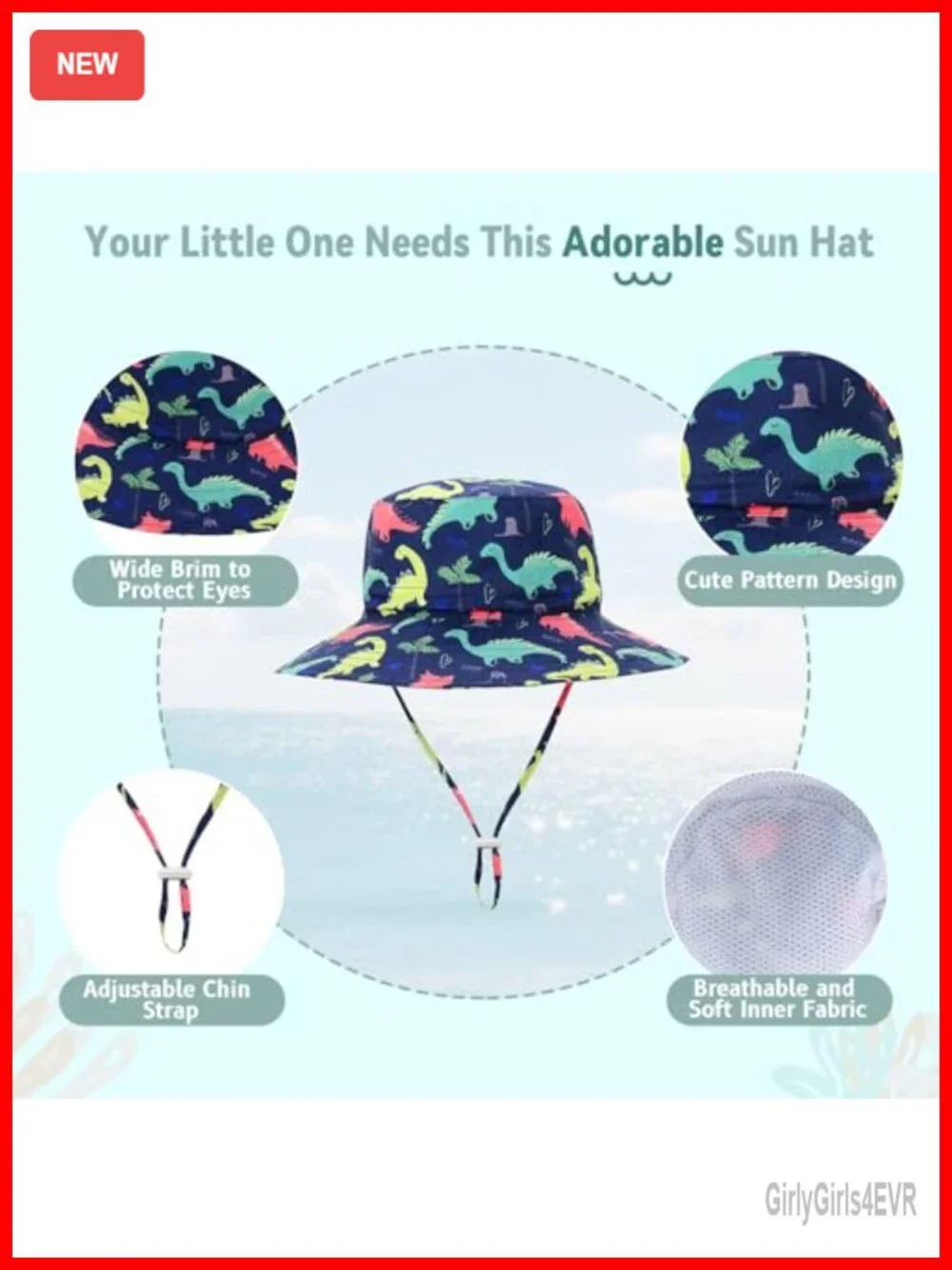UPF 50+ Sun Protective Toddler Bucket Hat with Wide Brim for Outdoor Play